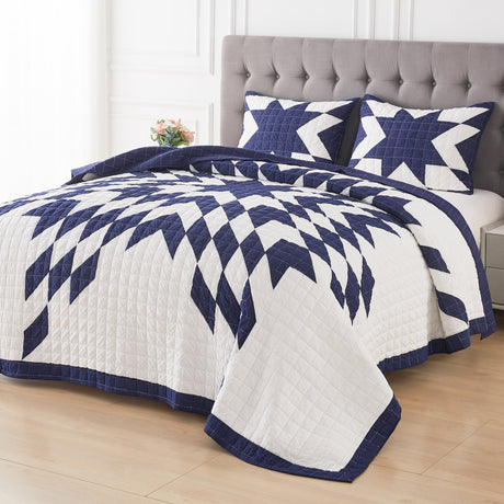 Star Patch Patchwork Cotton Quilt Set-Quilt-Parc Decor