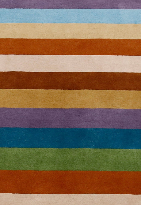 Stax Modern Stripes Design Multicolor Hand Tufted 5x8 Wool Rug