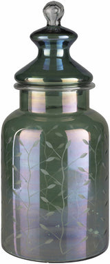 Stewartville Green Etched Glass Jar-Decor-Parc Decor