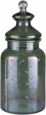 Stewartville Green Etched Glass Jar-Decor-Parc Decor