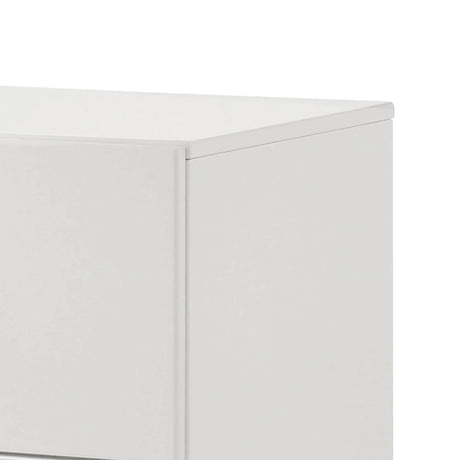 Stoholm Modern White Nightstand with 2-Drawer and Chrome Handles