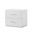 Stoholm Modern White Nightstand with 2-Drawer and Chrome Handles-床头柜-Parc Decor