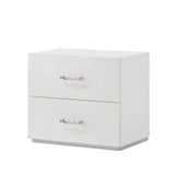 Stoholm Modern White Nightstand with 2-Drawer and Chrome Handles-床头柜-Parc Decor