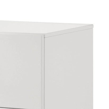 Stoholm Modern White Nightstand with 2-Drawer and Chrome Handles-床头柜-Parc Decor