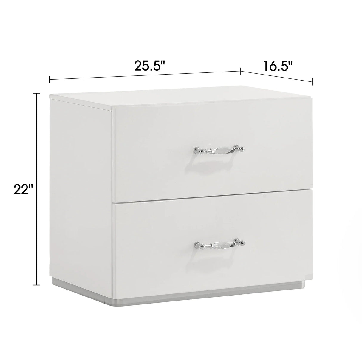 Stoholm Modern White Nightstand with 2-Drawer and Chrome Handles-床头柜-Parc Decor