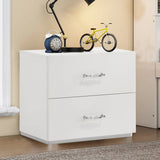 Stoholm Modern White Nightstand with 2-Drawer and Chrome Handles-床头柜-Parc Decor