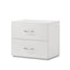 Stoholm Modern White Nightstand with 2-Drawer and Chrome Handles