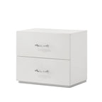 Stoholm Modern White Nightstand with 2-Drawer and Chrome Handles