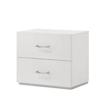 Stoholm Modern White Nightstand with 2-Drawer and Chrome Handles