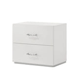 Stoholm Modern White Nightstand with 2-Drawer and Chrome Handles