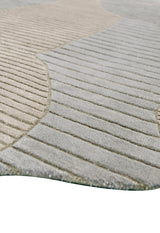 Stone Modern Ripple Beige And Gray Hand Tufted 5x7 Wool Rug