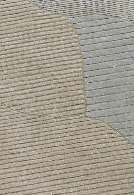 Stone Modern Ripple Beige And Gray Hand Tufted 5x7 Wool Rug