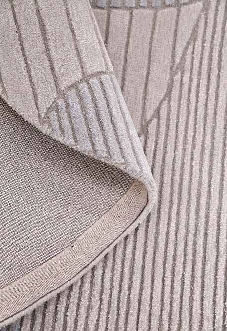 Stone Modern Ripple Lines Gray and Lilac Hand Tufted 5x7 Wool Rug