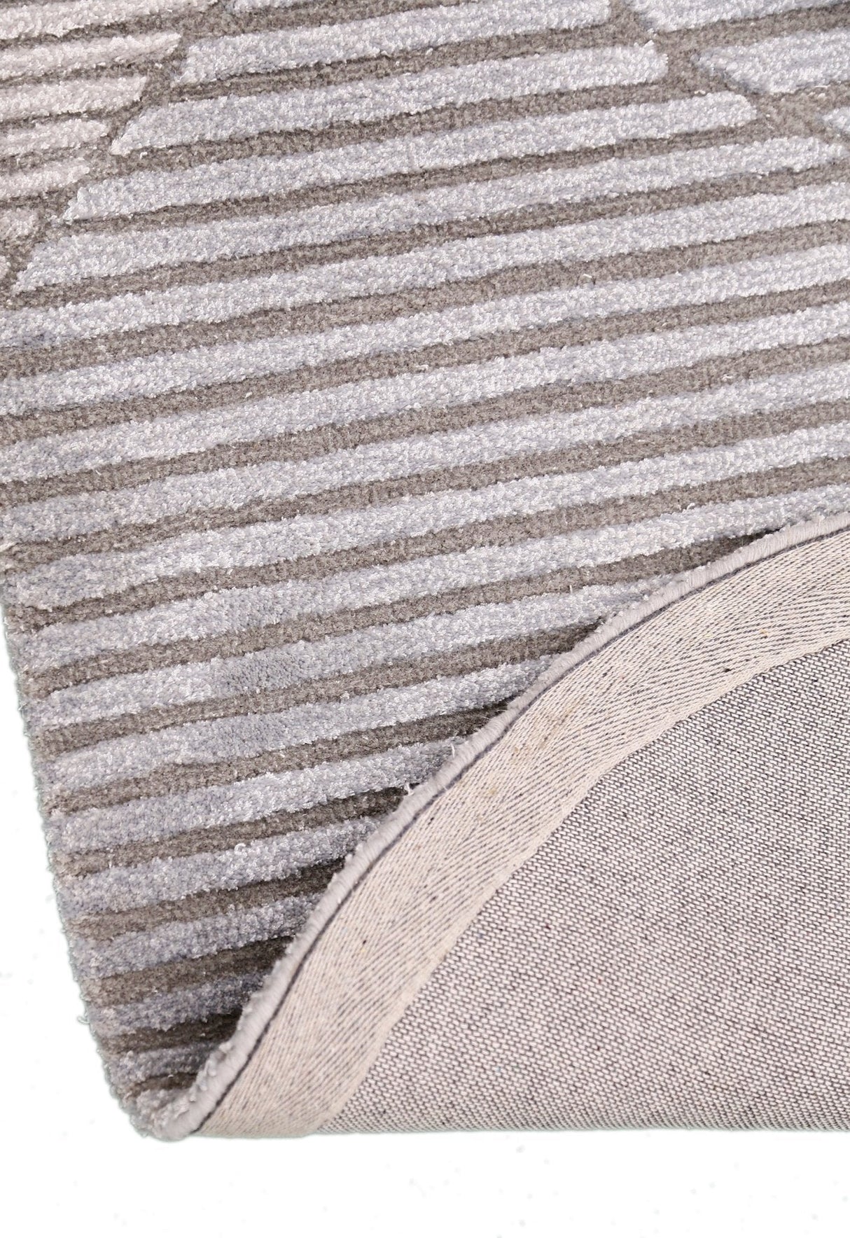Stone Modern Ripple Lines Gray and Lilac Hand Tufted 5x7 Wool Rug