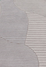 Stone Modern Ripple Lines Gray and Lilac Hand Tufted 5x7 Wool Rug
