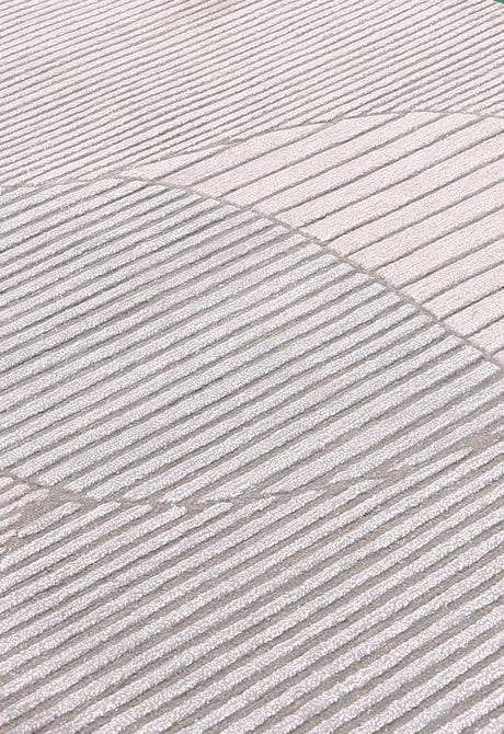 Stone Modern Ripple Lines Gray and Lilac Hand Tufted 5x7 Wool Rug