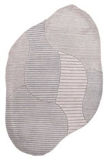 Stone Modern Ripple Lines Gray and Lilac Hand Tufted 5x7 Wool Rug