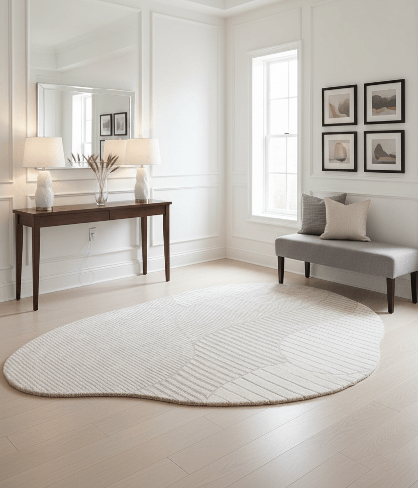 Stone Modern Ripple Pink Hand Tufted 5x7 Wool Rug