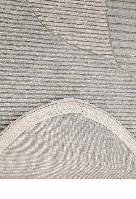 Stone Silver Modern Ripple Hand Tufted 5x7 Wool Area Rug