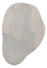 Stone Silver Modern Ripple Hand Tufted 5x7 Wool Area Rug