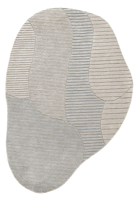 Stone Silver Modern Ripple Hand Tufted 5x7 Wool Area Rug