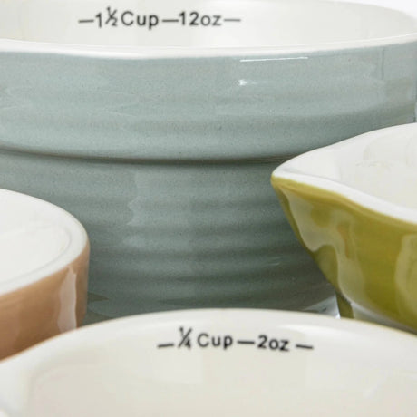 Stoneware Batter Bowl Measuring Cups – Set of 4, Multi-Color-Kitchen Tools-Parc Decor
