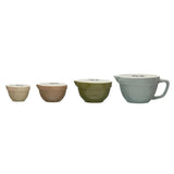 Stoneware Batter Bowl Measuring Cups – Set of 4, Multi-Color-Kitchen Tools-Parc Decor