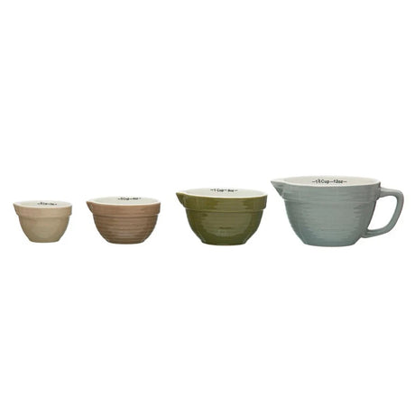 Stoneware Batter Bowl Measuring Cups – Set of 4, Multi-Color-Kitchen Tools-Parc Decor