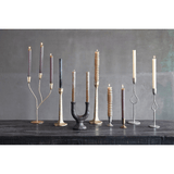 Stoneware Double Taper Candle Holder in Chocolate