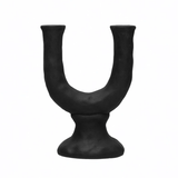 Stoneware Double Taper Candle Holder in Chocolate-Candles and Candle Accessories-Parc Decor