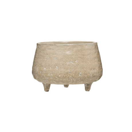 Stoneware Footed Planter with Glazed Finish-Planters-Parc Decor