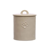 Stoneware Pet Treat Canister with Paw Print – Neutral Glaze-Jars and Cannisters-Parc Decor