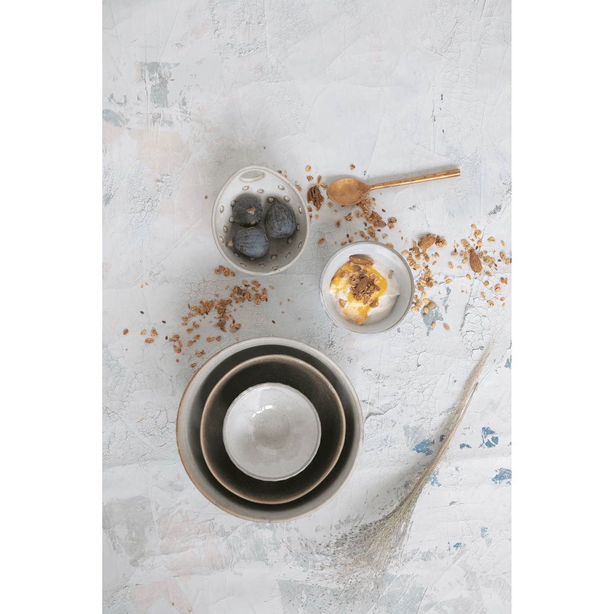 Stoneware Pleated Bowl, Cream Glaze Finish-Bowls-Parc Decor