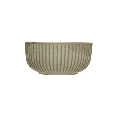 Stoneware Pleated Bowl, Cream Glaze Finish-Bowls-Parc Decor