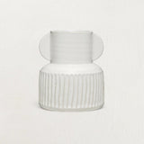 Stoneware Pleated Vase with White Glaze Finish-Vases and Jars-Parc Decor