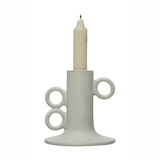 Stoneware Taper Candle Holder in White-Candles and Candle Accessories-Parc Decor