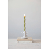 Stoneware Taper Candle Holder in White-Candles and Candle Accessories-Parc Decor