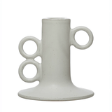 Stoneware Taper Candle Holder in White-Candles and Candle Accessories-Parc Decor