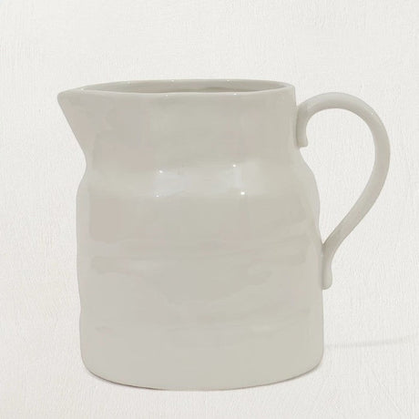 Stoneware Vintage Reproduction Pitcher, White-Pitchers-Parc Decor