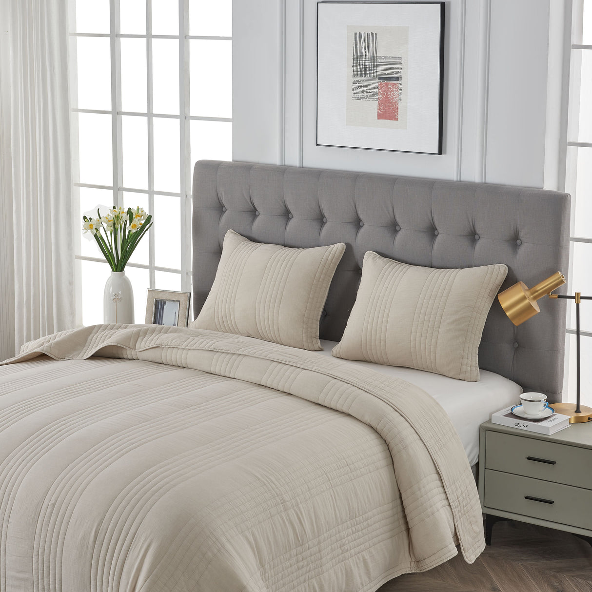 Stonewashed Cotton Quilt Set