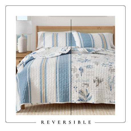 Stripe & Ocean Story Coastal Quilt Set - New Castle Collection