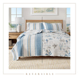 Stripe & Ocean Story Coastal Quilt Set - New Castle Collection-Quilts & Comforters-Parc Decor