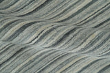 Striped 8x10 Ivory, Beige and Gray Hand Made Blended Wool Area Rug