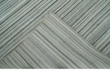 Striped 8x10 Ivory, Beige and Gray Hand Made Blended Wool Area Rug