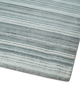 Striped Flatwoven 8x10 White And Silver Hand Made Blended Wool Area Rug