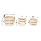 Striped Maize Storage Baskets / Planters, Set of 3-Baskets-Parc Decor