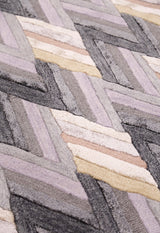Stripes Pattern Gray Lilac Hand Tufted 4x6 Wool Area Rug