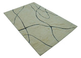 Strokes Custom Made Contemporary Cream Hand Knotted Wool Rug