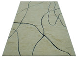 Strokes Custom Made Contemporary Cream Hand Knotted Wool Rug