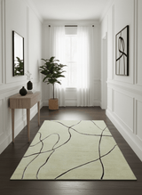 Strokes Custom Made Contemporary Cream Hand Knotted Wool Rug